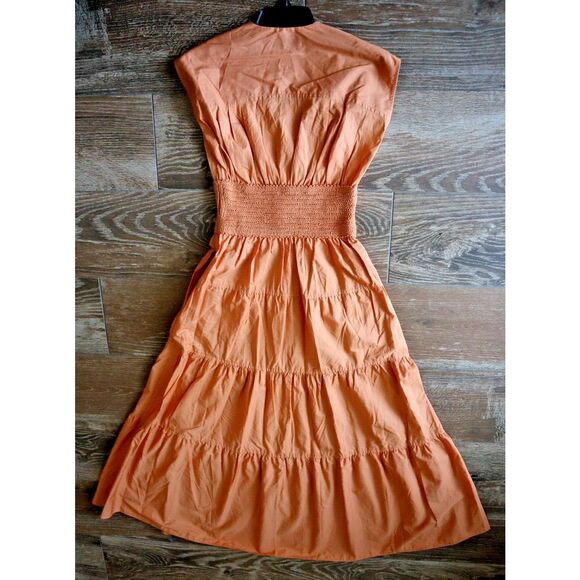 Derek Lam 10 Crosby Women's Sz 00 Peach Antara Cotton A-Line Midi Dress - Picture 2 of 13